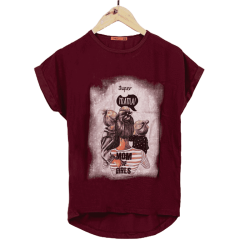 تیشرت جلو نخی طرح مادر و بچه