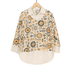 شومیز پنبه چاپی یقه سفید