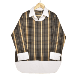 شومیز چهارخونه یقه سفید